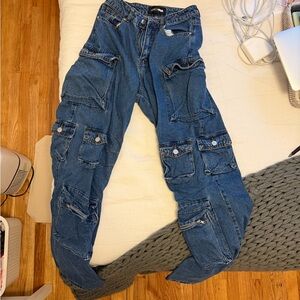 Fashion Nova High Rise Cargo Jeans